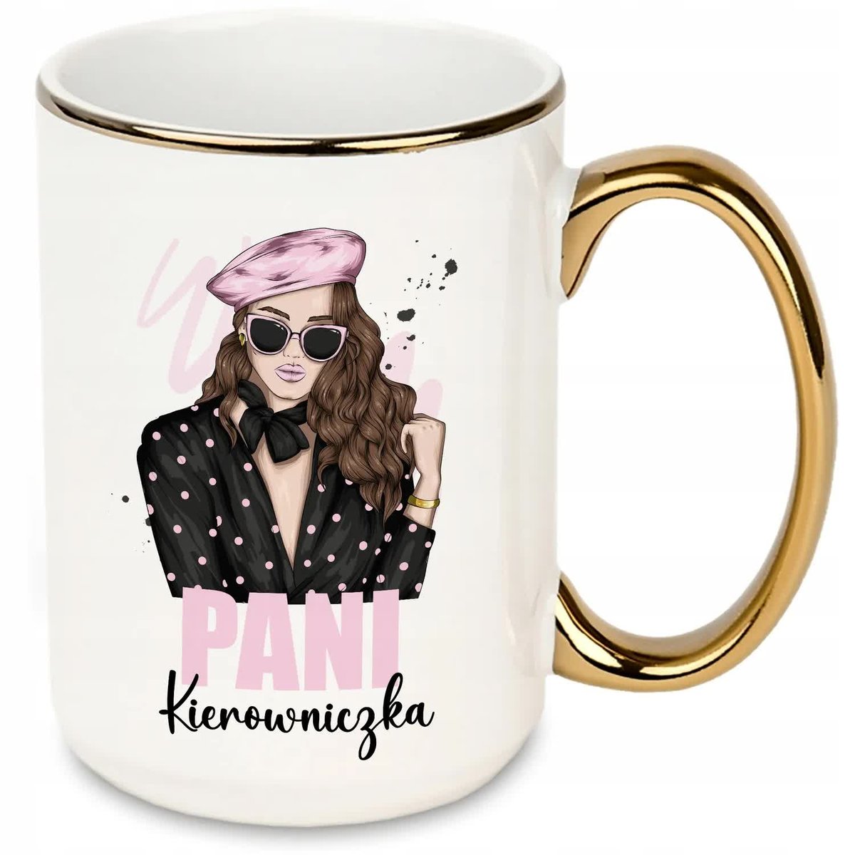 DUŻY Kubek XXL ZŁOTE Ucho i Rant PANI KIEROWNICZKA