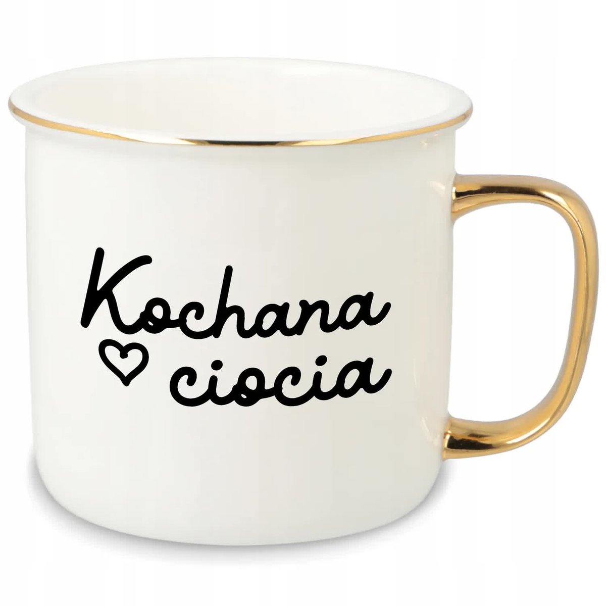 KUBEK UCHO RANT ZŁOTY PORCELANOWY RETRO 280ML PREZENT DLA KOCHANA CIOCIA WZ