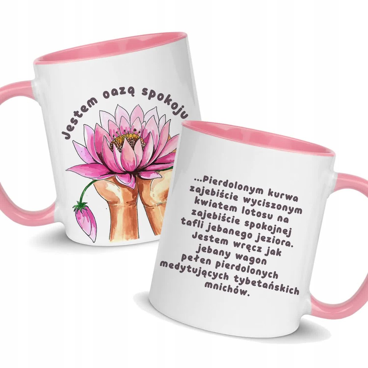 KUBEK Różowy Prezent JESTEM OAZĄ SPOKOJU Wzory