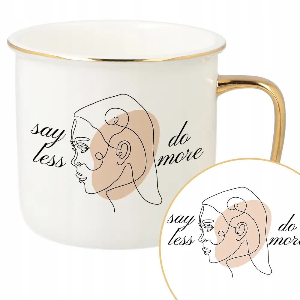 KUBEK RETRO Złoty Prezent Urodziny SAY LESS DO MORE Kobiece Dziewczęce Wz