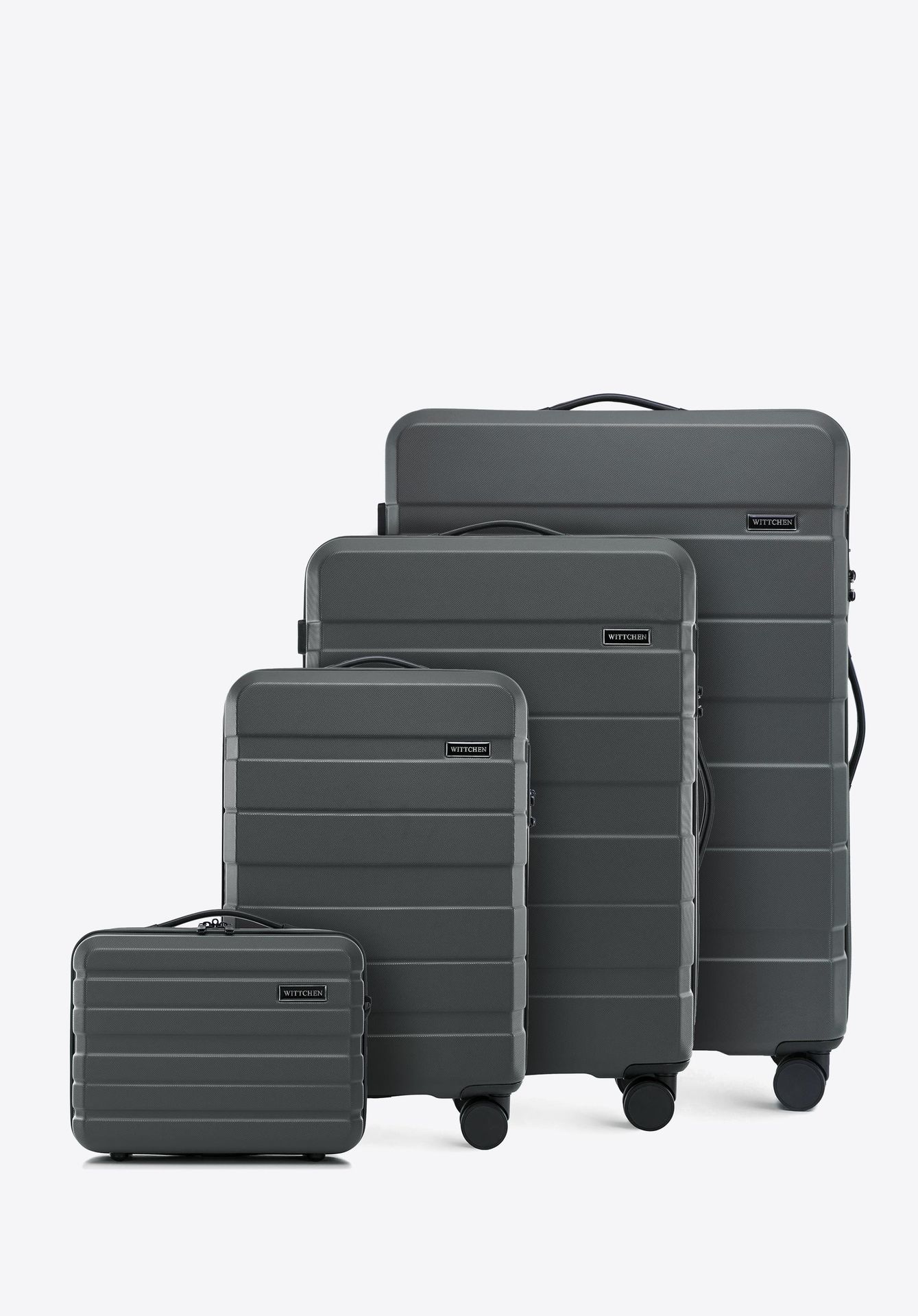 Komplet walizek z ABS - u w poziome pasy szary