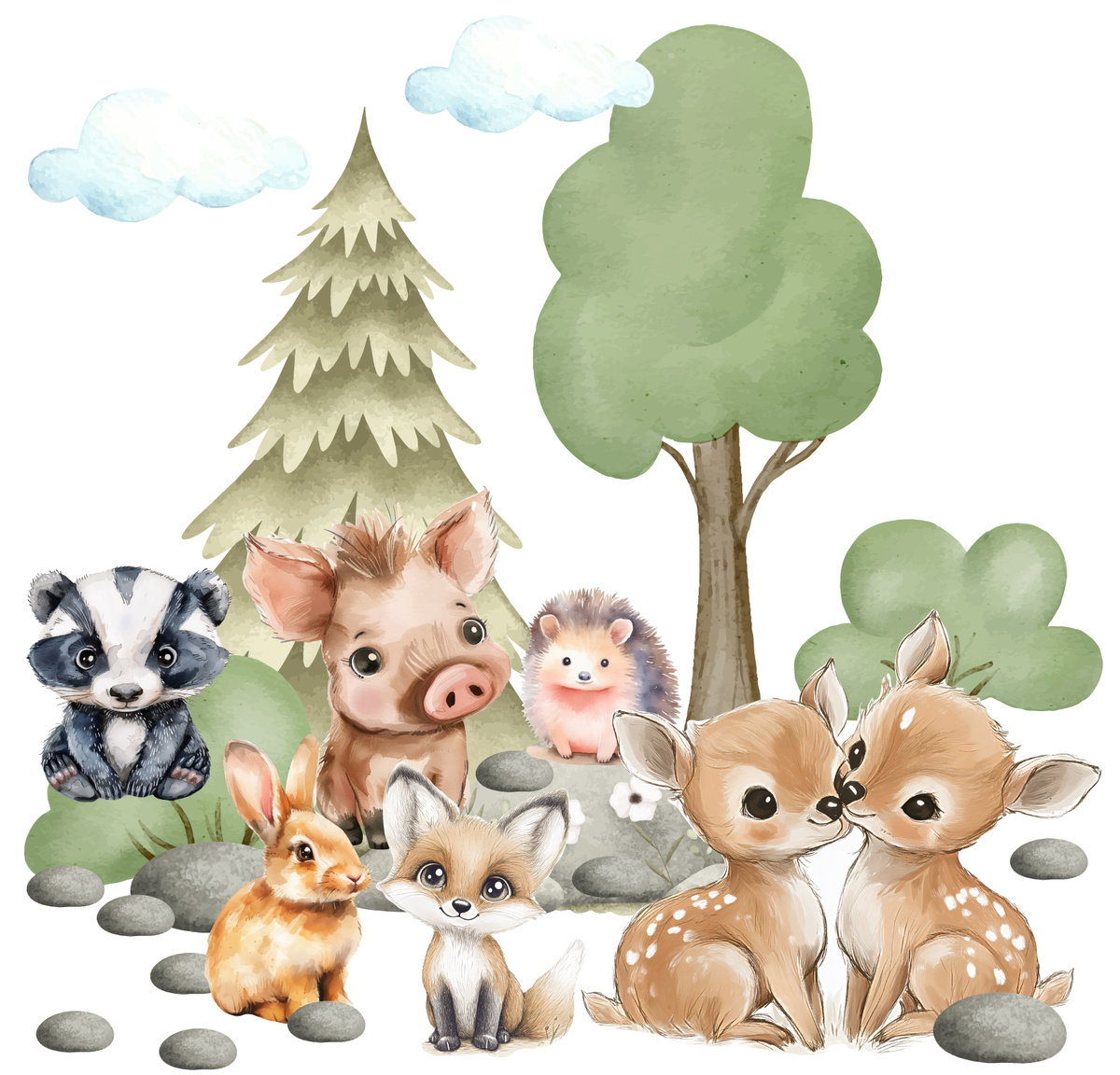 Naklejki na ścianę dla dzieci ścienne pastelowe do pokoju Zwierzęta XXL