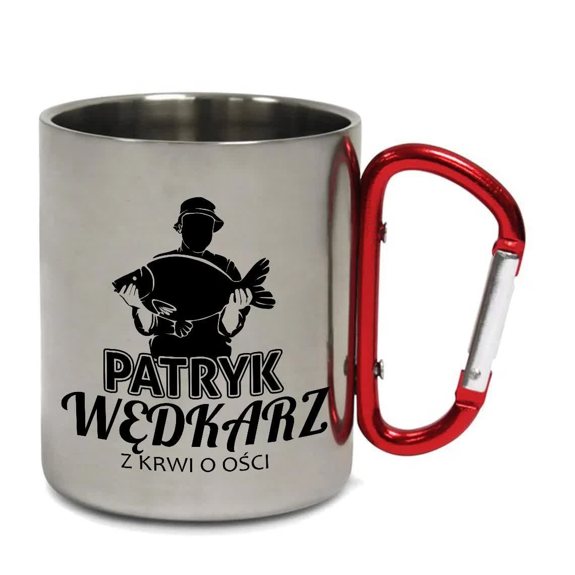 KUBEK METALOWY Z KLAMRĄ DLA FANA RYB IMIĘ WZORY
