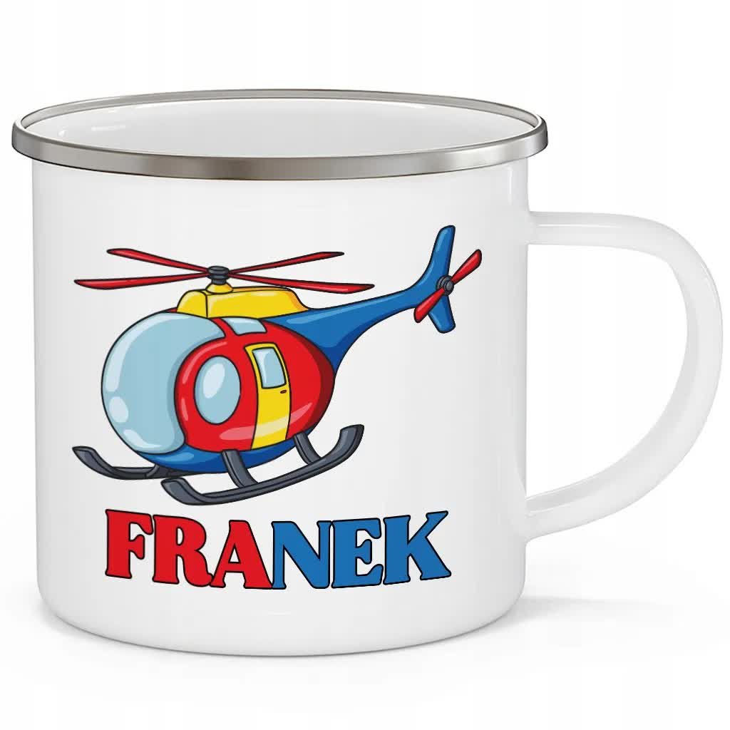 KUBEK STALOWY Prezent HELIKOPTER Wzory + IMIĘ