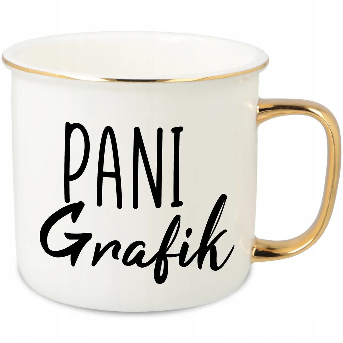 KUBEK UCHO RANT ZŁOTY PORCELANOWY RETRO 280ML PREZENT DLA PANI GRAFIK WZ