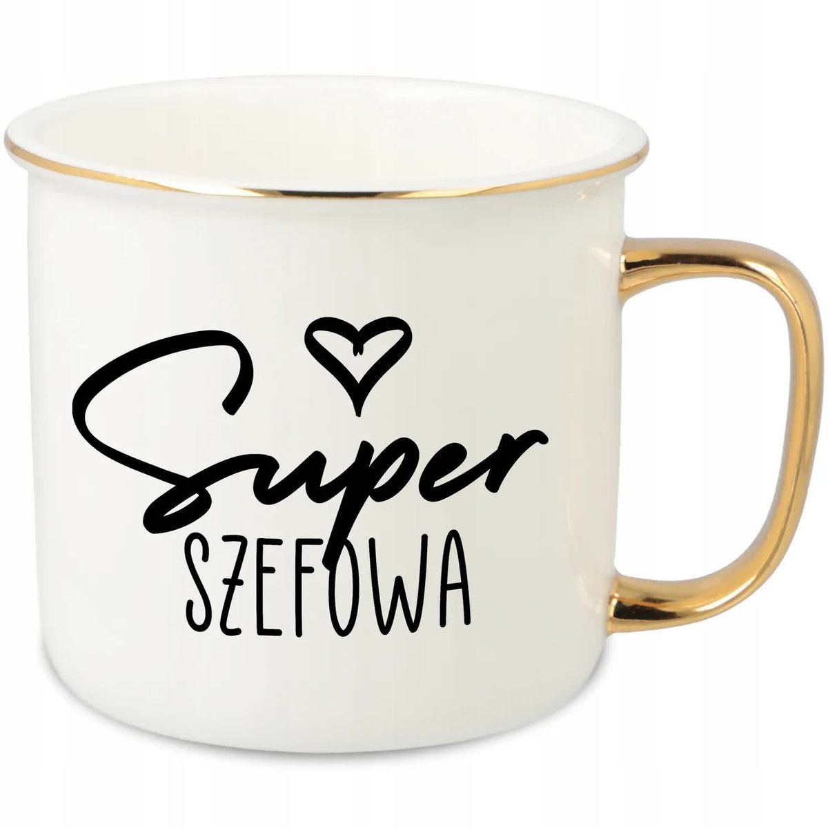 KUBEK UCHO RANT ZŁOTY PORCELANOWY RETRO 280ML PREZENT DLA SUPER SZEFOWA WZ