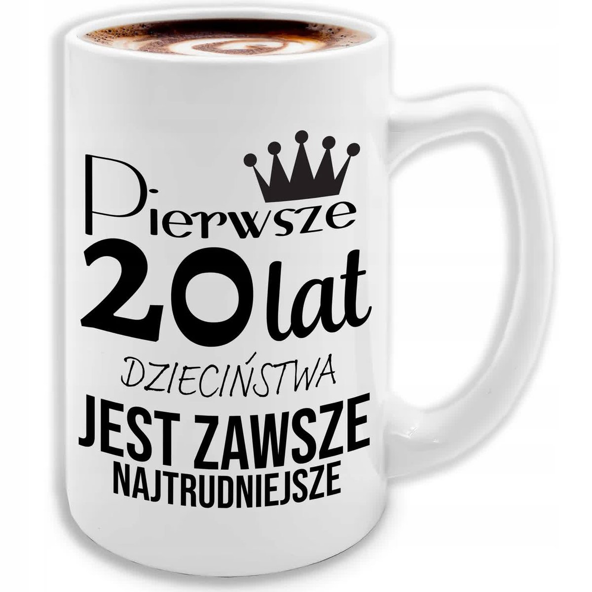 KUBEK DUŻY BIAŁY PREZENT NA 20 URODZINY ŚMIESZNY URODZINOWE PREZENTY WZORY