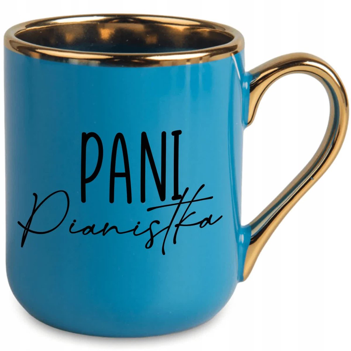 KUBEK ELEGANT NIEBIESKI IDEALNY PREZENT DLA PANI PIANISTKA SUPER JAKOŚĆ WZ