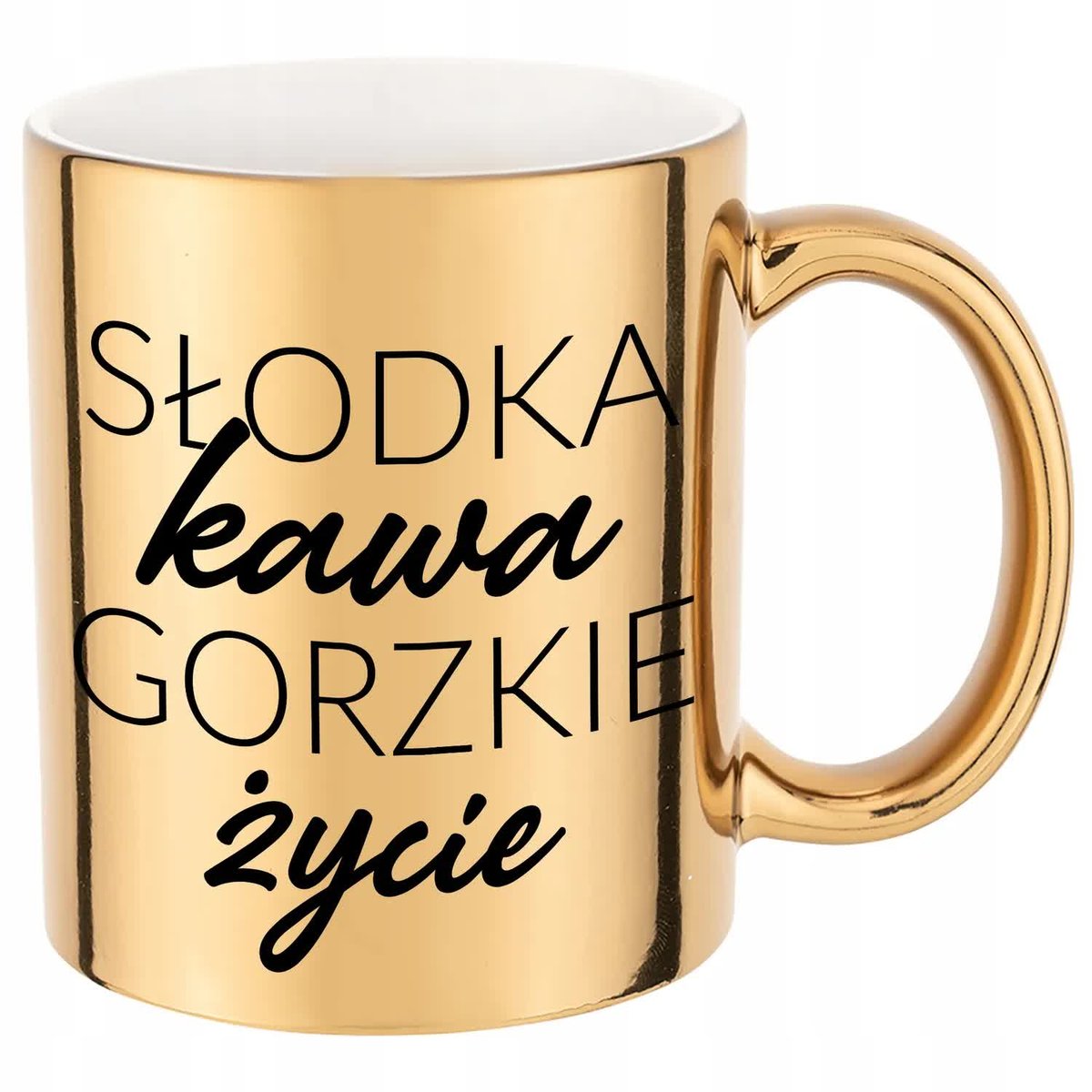 KUBEK ZŁOTY NA PREZENT Z ZABAWNYM NADRUKIEM WZORY