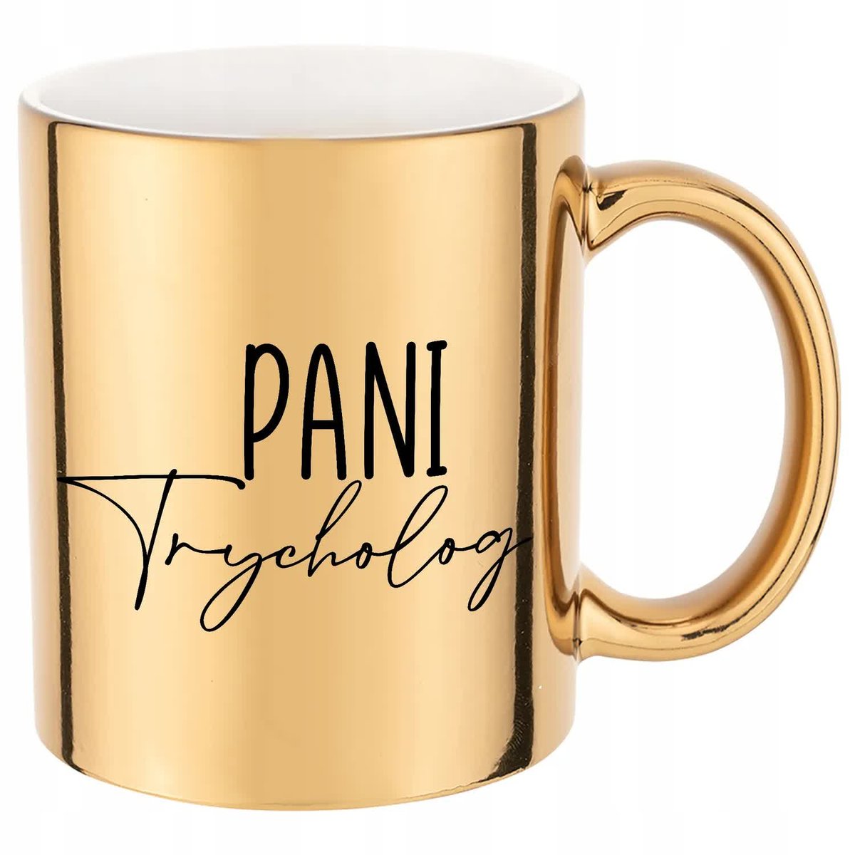 KUBEK ZŁOTY PREZENT dla PANI TRYCHOLOG Dużo Wzorów