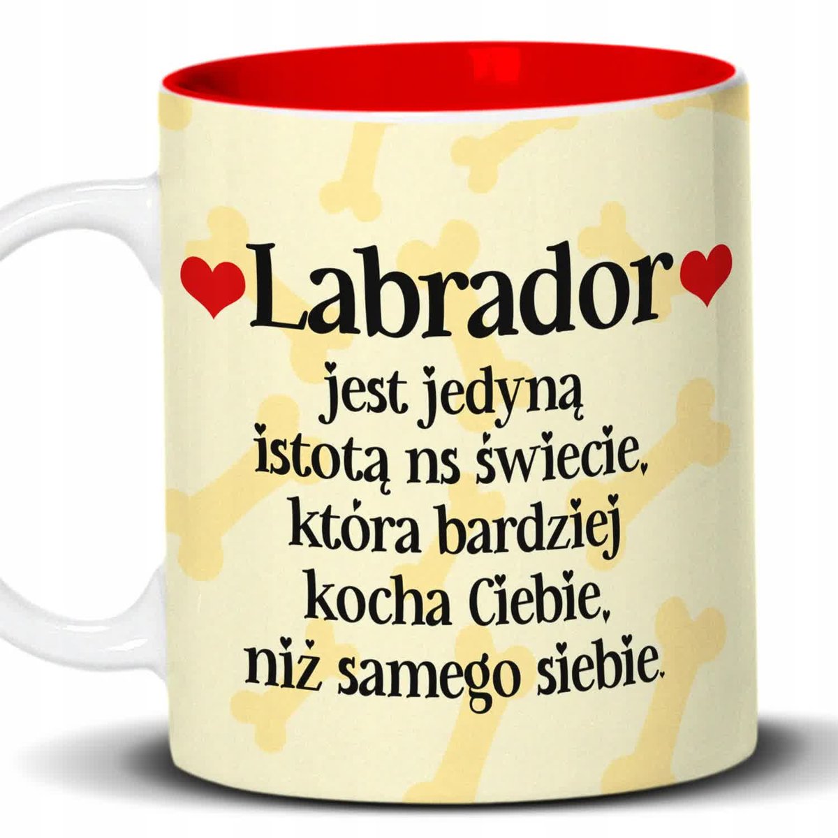 Kubek Z Nadrukiem LABRADOR KACHA CIĘ NAJBARDZIEJ Biało Czerwony Kreator