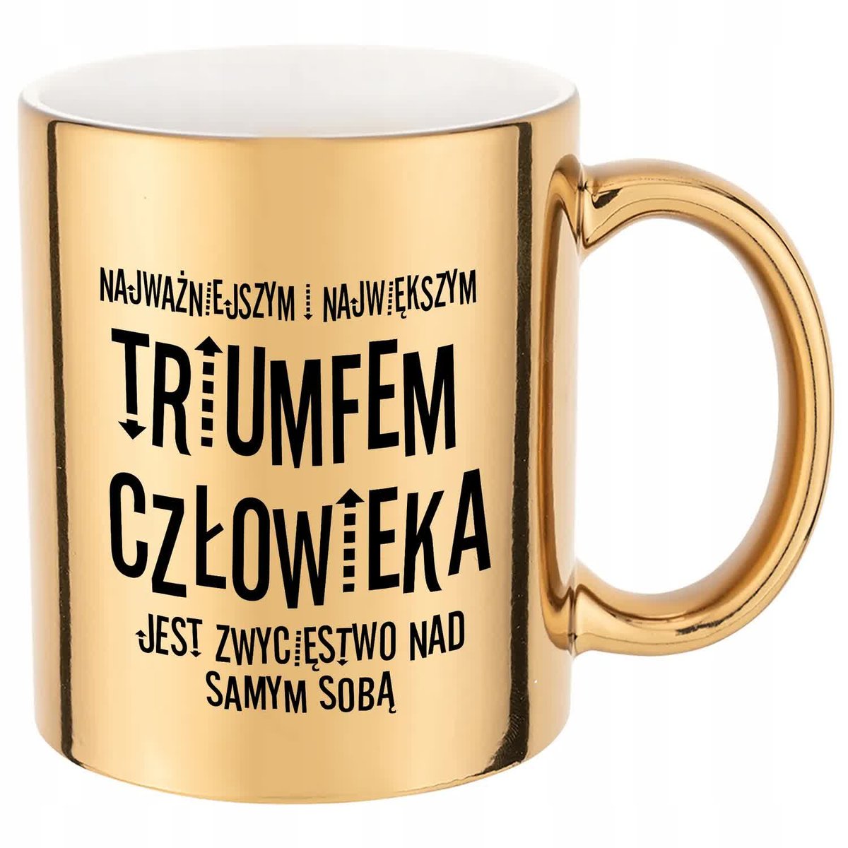 KUBEK Błyszczący ZŁOTY Prezent MiX WZORÓW CYTATY