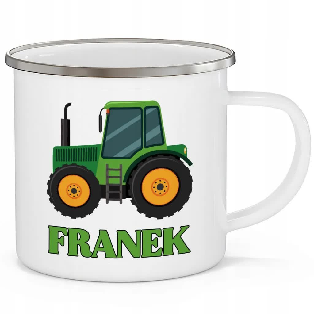 KUBEK STALOWY Prezent Dziecka TRAKTOR Wzory + IMIĘ