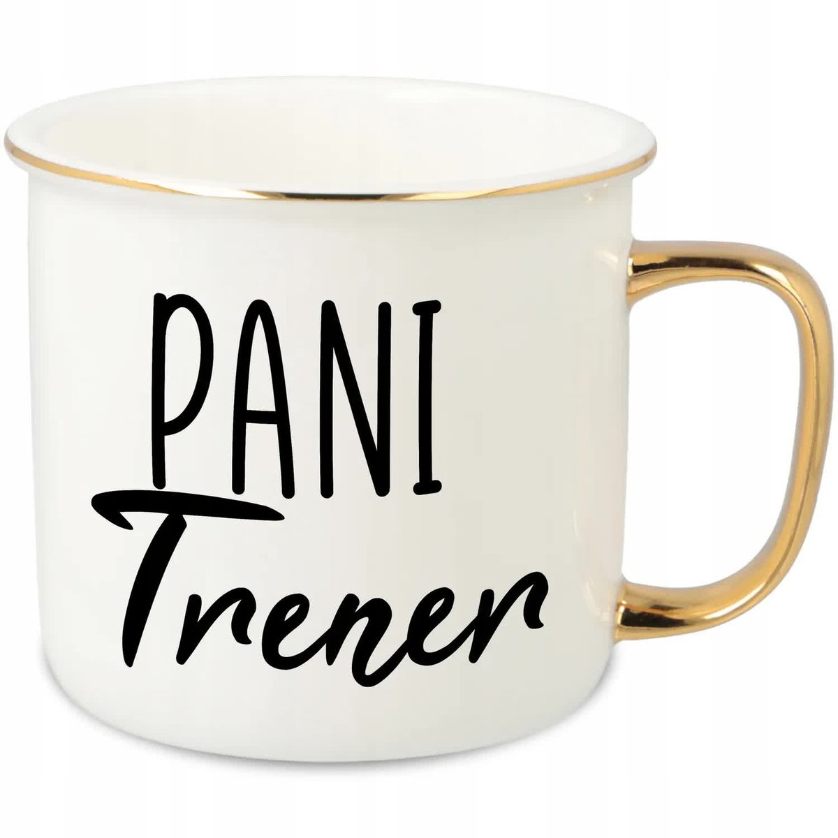 KUBEK UCHO RANT ZŁOTY PORCELANOWY RETRO 280ML PREZENT DLA PANI TRENER WZ
