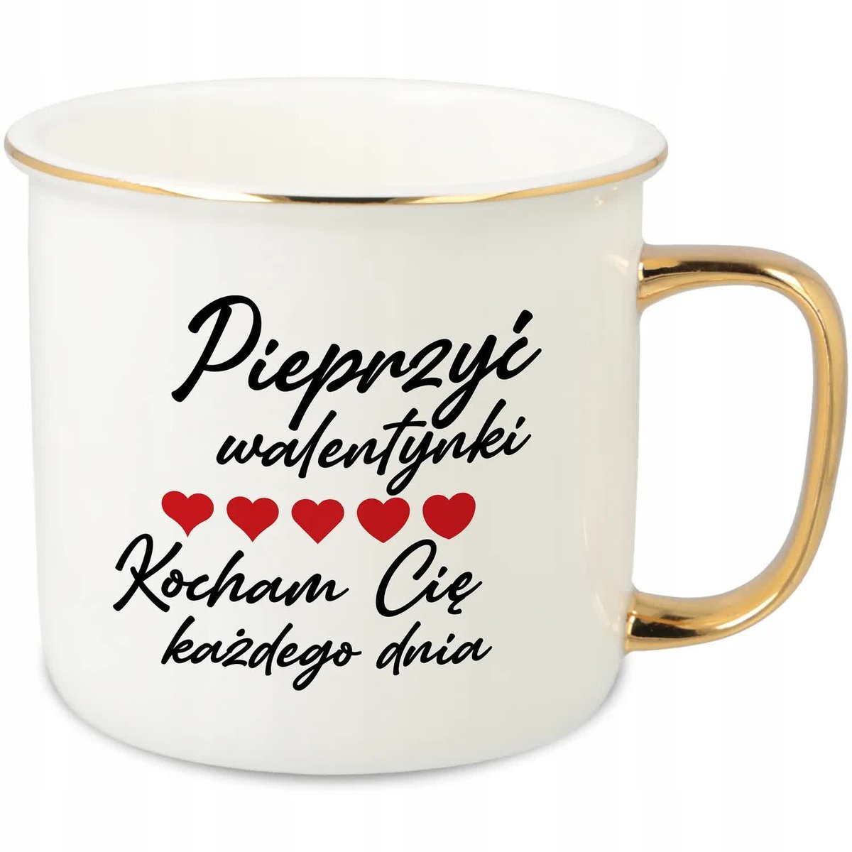 KUBEK UCHO RANT ZŁOTY PORCELANOWY RETRO 280ML PREZENT DLA CHŁOPAKA WZORY