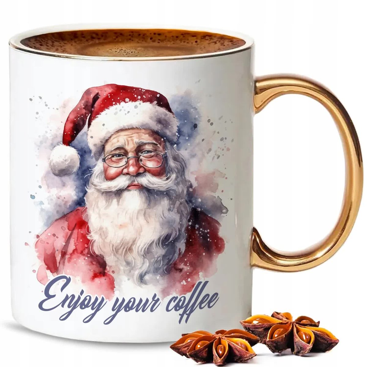 KUBEK ZŁOTE UCHO RANT PREZENT ŚWIĄTECZNY MIKOŁAJKOWY ENJOY YOUR COFFE WZ