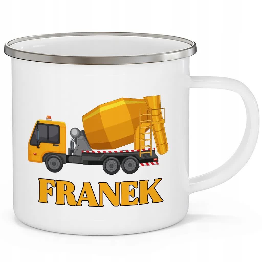 KUBEK STALOWY Prezent BETONIARKA Wzory + IMIĘ