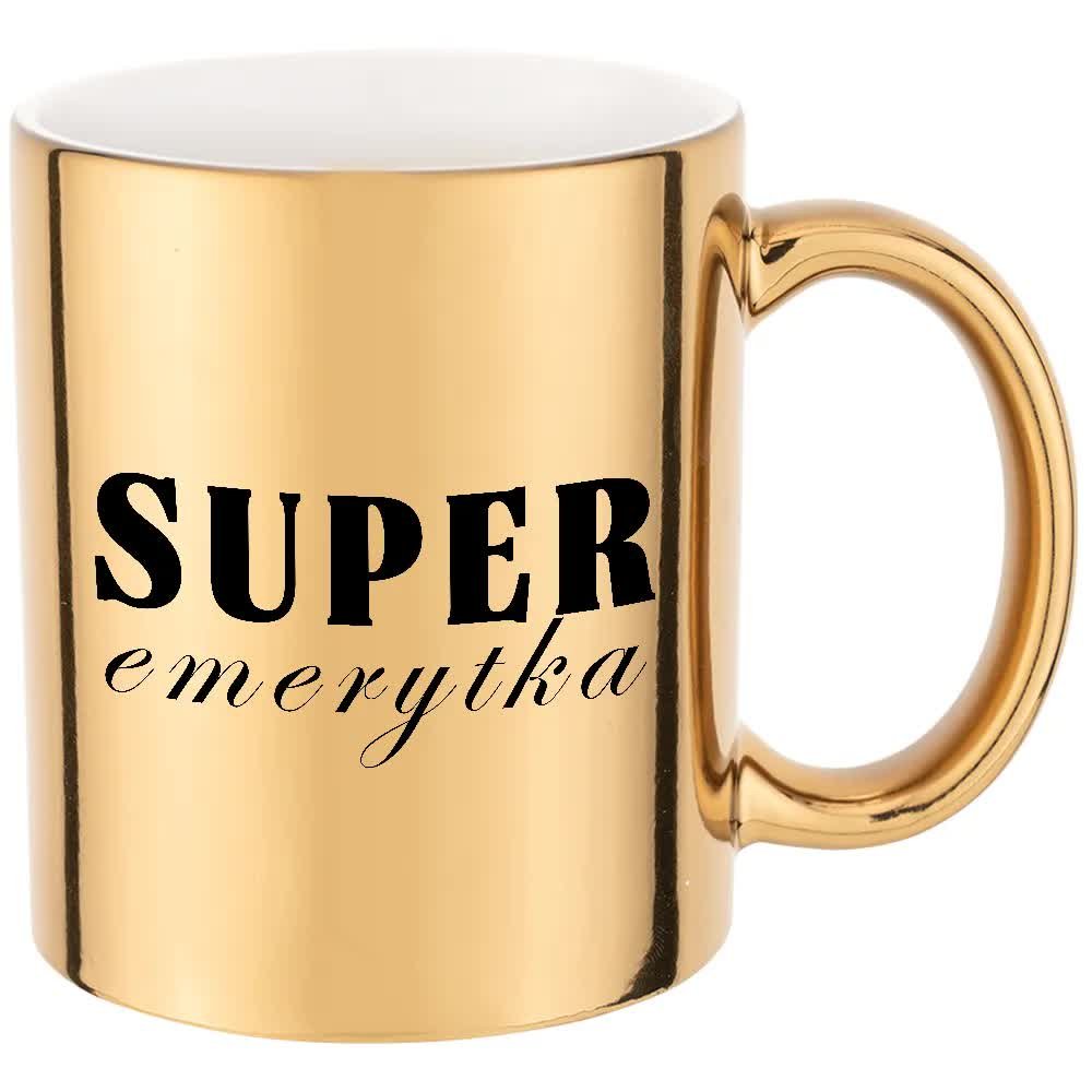 KUBEK ZŁOTY PREZENT dla Emerytki Dużo Wzorów +IMIĘ