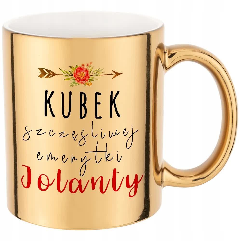 KUBEK ZŁOTY PREZENT dla Emerytki EMERYTURA + IMIĘ