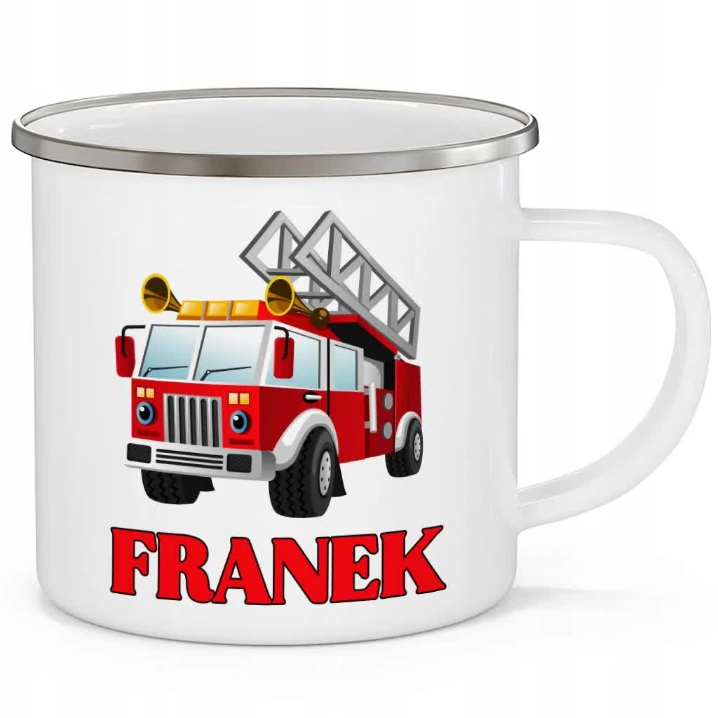 KUBEK STALOWY Prezent WÓZ STRAŻACKI Wzory + IMIĘ