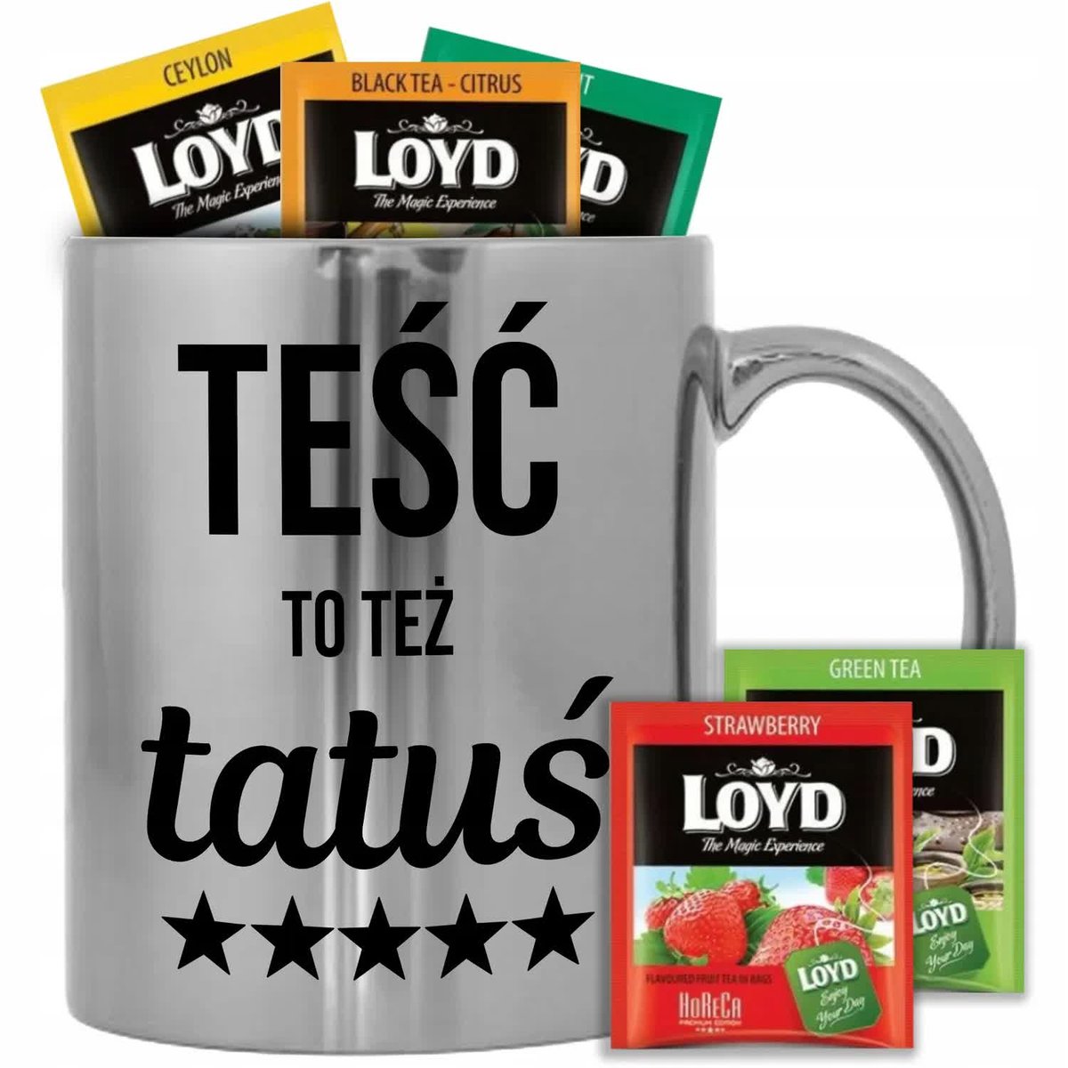 KUBEK SREBRNY 300 ml PREZENT DLA TEŚCIA TEŚCIU TO TEŻ TATUŚ DZIEŃ OJCA