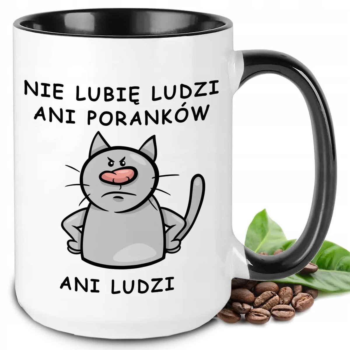 KUBEK XXL BIAŁY IDEALNY PREZENT DO PRACY NIE LUBIĘ PORANKÓW ANI LUDZI WZORY