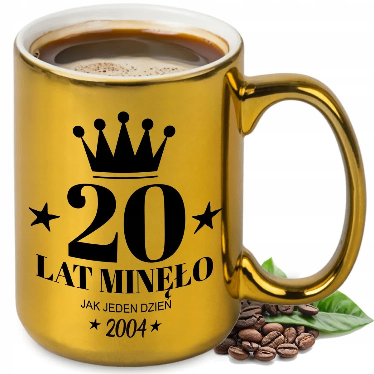 KUBEK XXL ZŁOTY IDEALNY PREZENT NA 20 URODZINY ROCZKNIK 2004 WIELE WZORÓW
