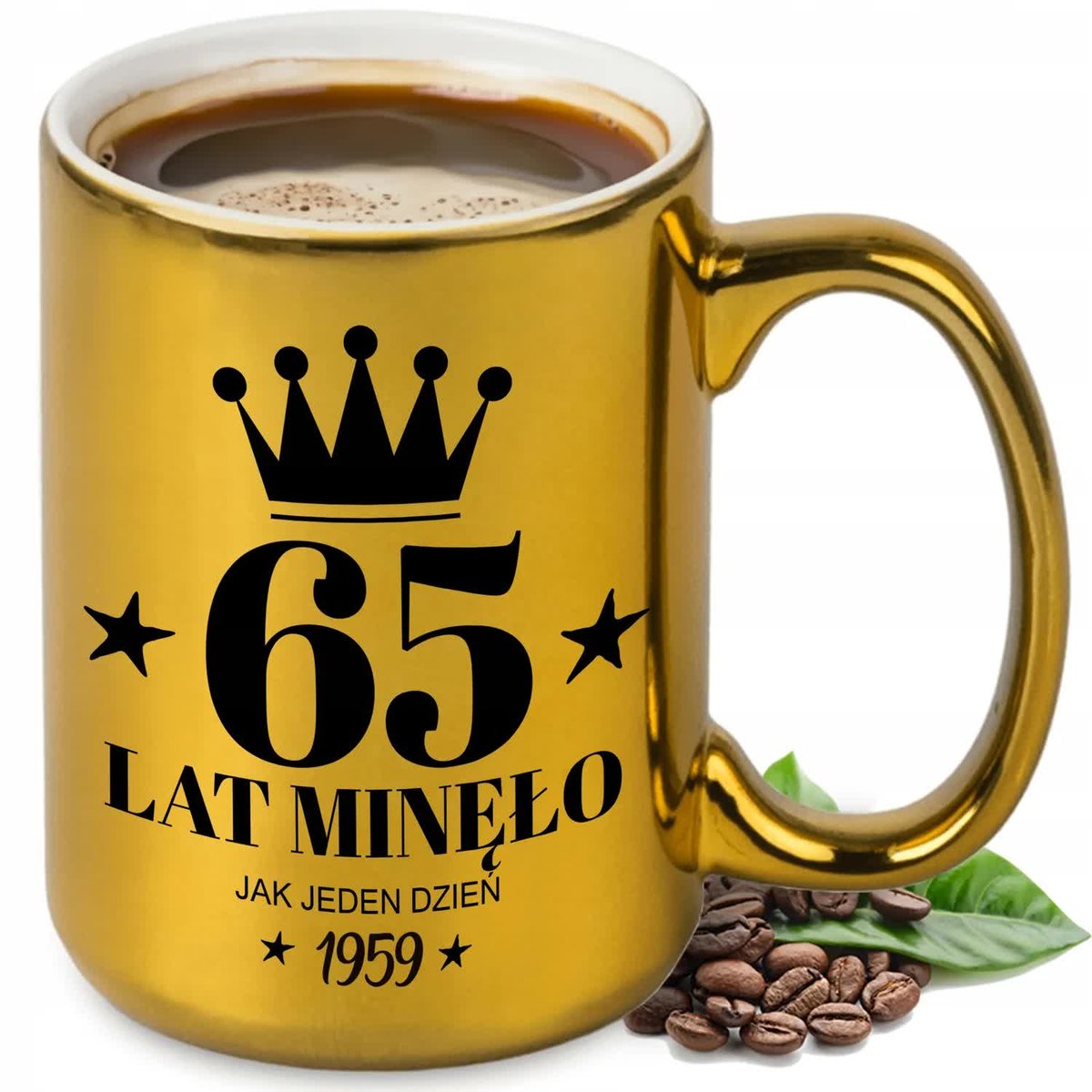 KUBEK XXL ZŁOTY IDEALNY PREZENT NA 65 URODZINY ROCZKNIK 1959 WIELE WZORÓW