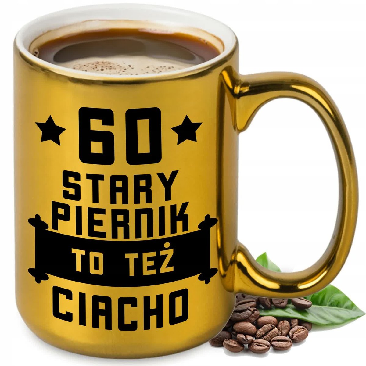 KUBEK XXL ZABAWNY PREZENT NA 60 URODZINY STARY PIERNIK TEŻ CIACHO WZORY