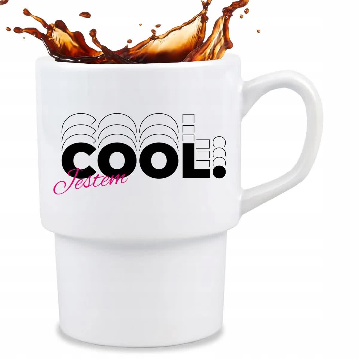 KUBEK BAROWY Biały Wars Na Prezent Urodziny JESTEM COOL Napisy Modne Wzory