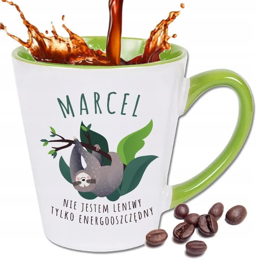 Kubek Zielony Latte Mały Leniwiec Wiele WZORY-Imię
