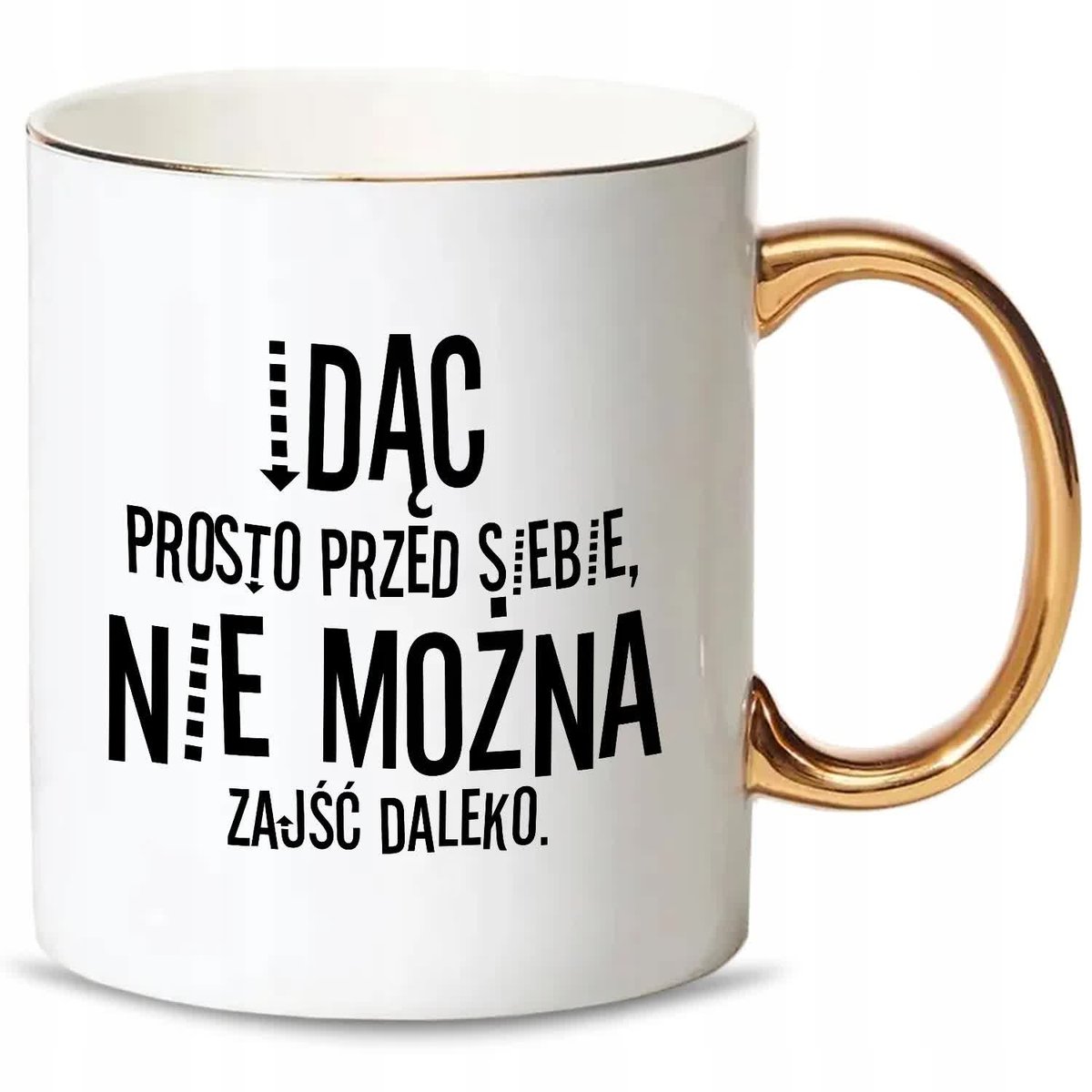 KUBEK Złoty Uchwyt Motywujace CYTATY Różne WZORY