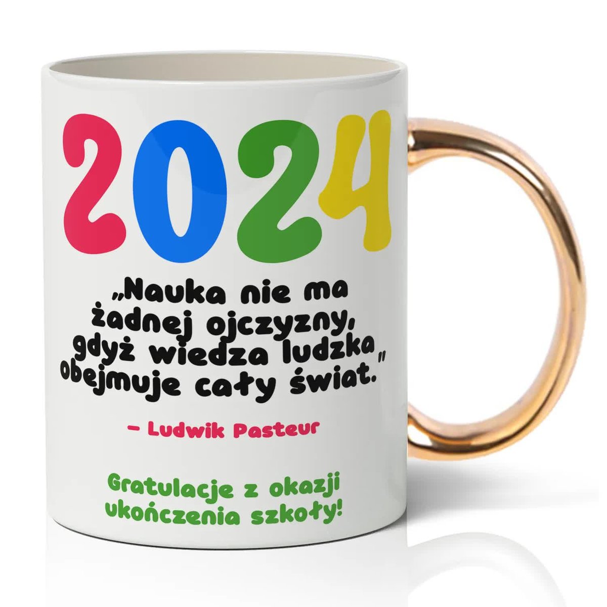 KUBEK BIAŁOZŁOTY Prezent DLA ABSOLWENTA Z OKAZJI UKOŃCZENIA SZKOŁY MIX WZÓR