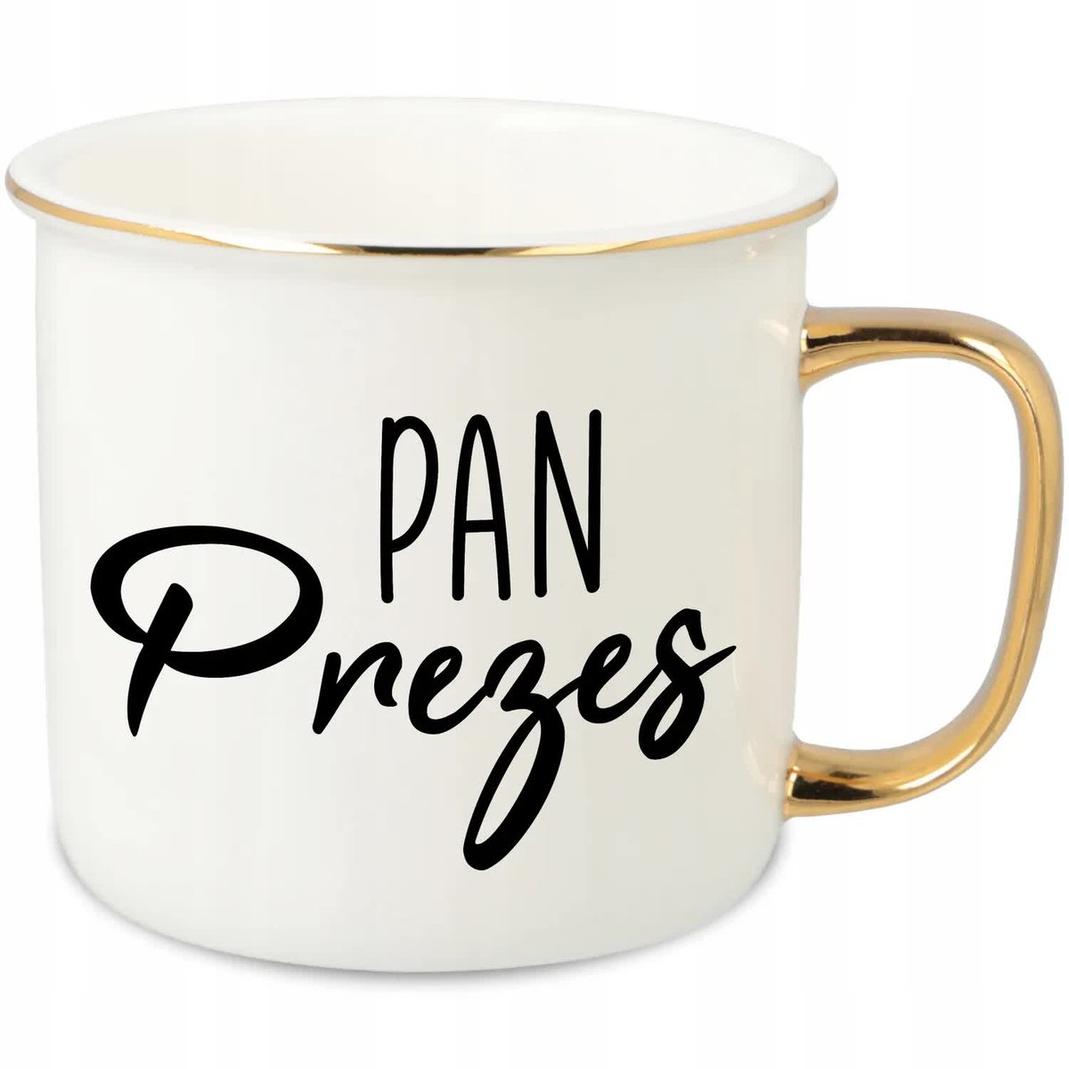 KUBEK UCHO RANT ZŁOTY PORCELANOWY RETRO 280ML PREZENT DLA PAN PREZES WZORY