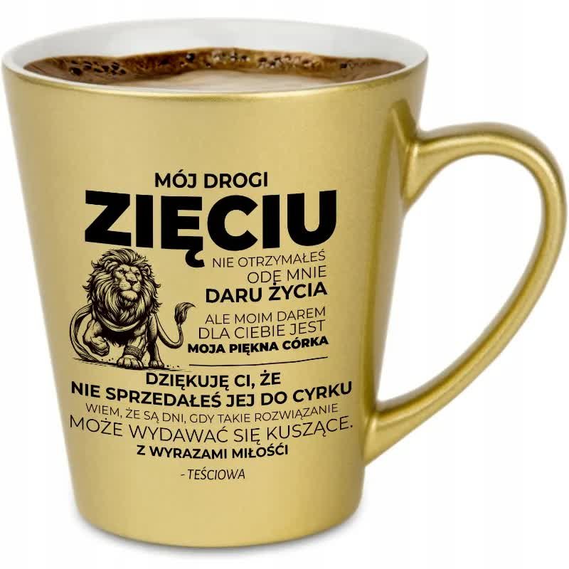 KUBEK ZŁOTY 350 ML STYLOWY ZABAWNY PREZENT DLA ZIĘCIA NA URODZINY ŚWIĘTA