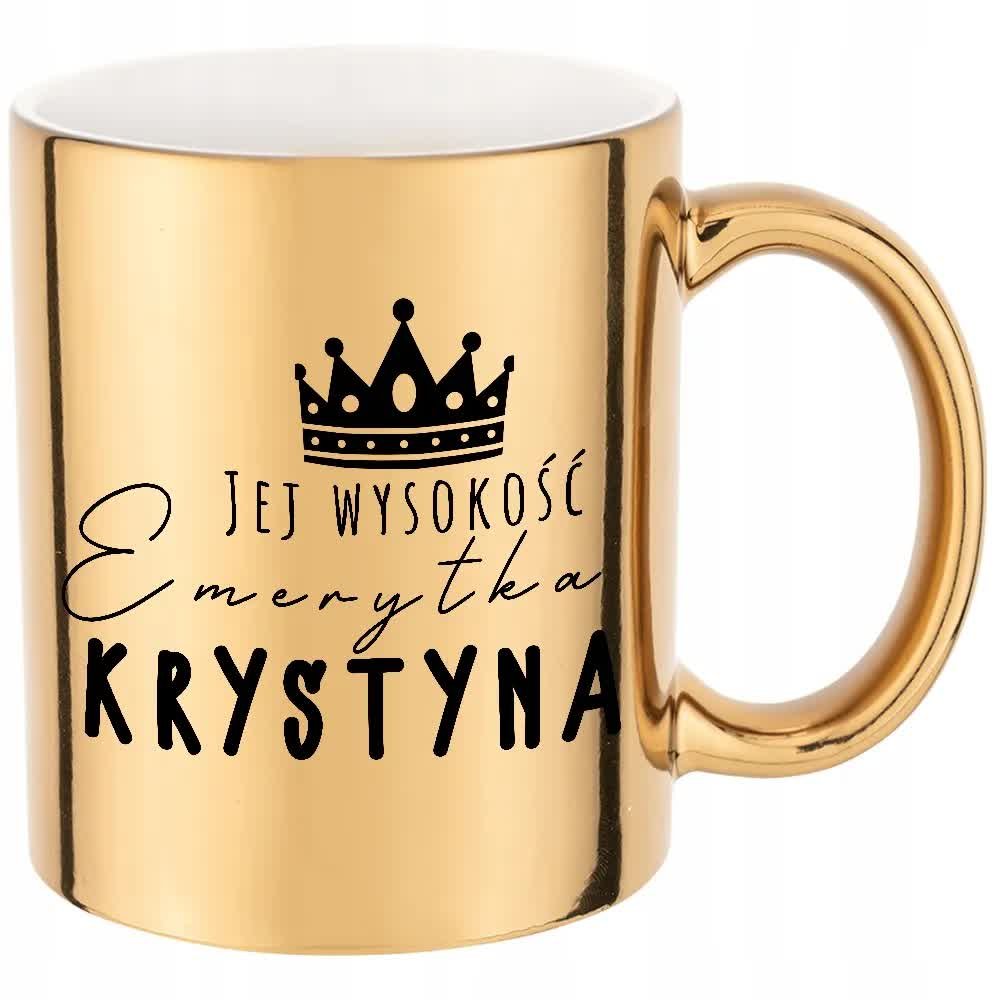 KUBEK ZŁOTY PREZENT dla Emerytki EMERYTURA + IMIĘ