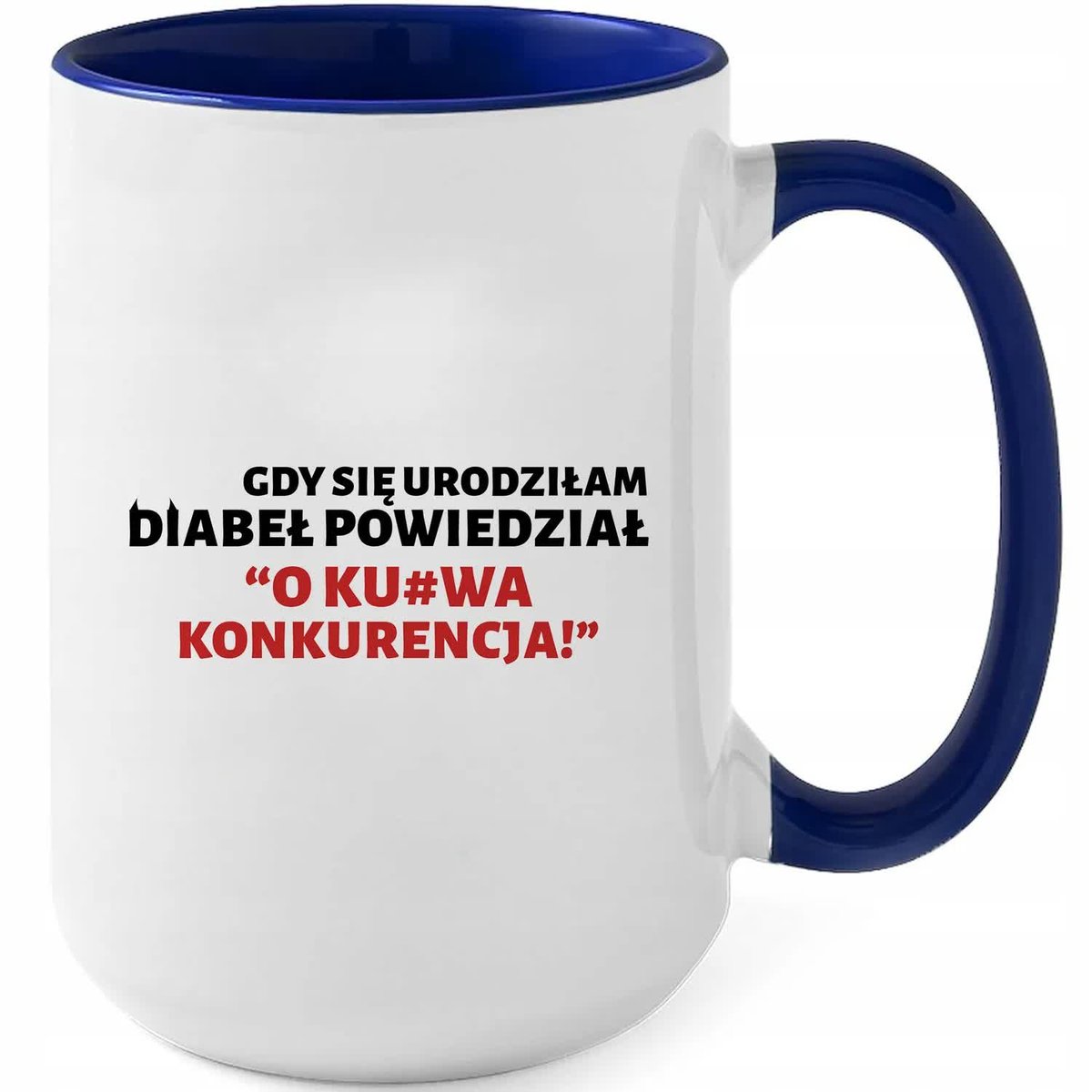 Kubek XXL Granatowy DIABEŁ MÓWI NA MNIE 