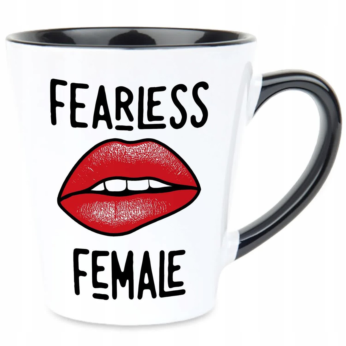 Kubek Latte Czarno Biały FEARLESS FEMALE 350ml Na Prezent Zabawne Wzory