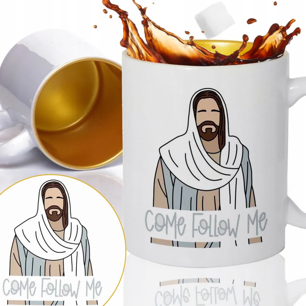 Kubek Złoty Prezent Chrześcijanina RELIGIJNE Wzory