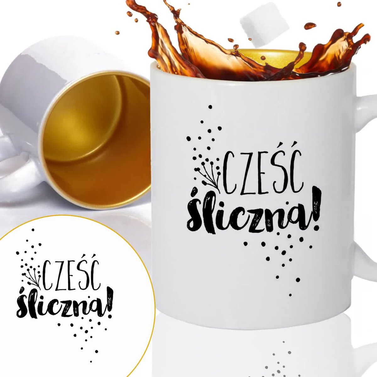 Kubek Złoty Prezent Dla Kobiety CZEŚĆ ŚLICZNA Wz