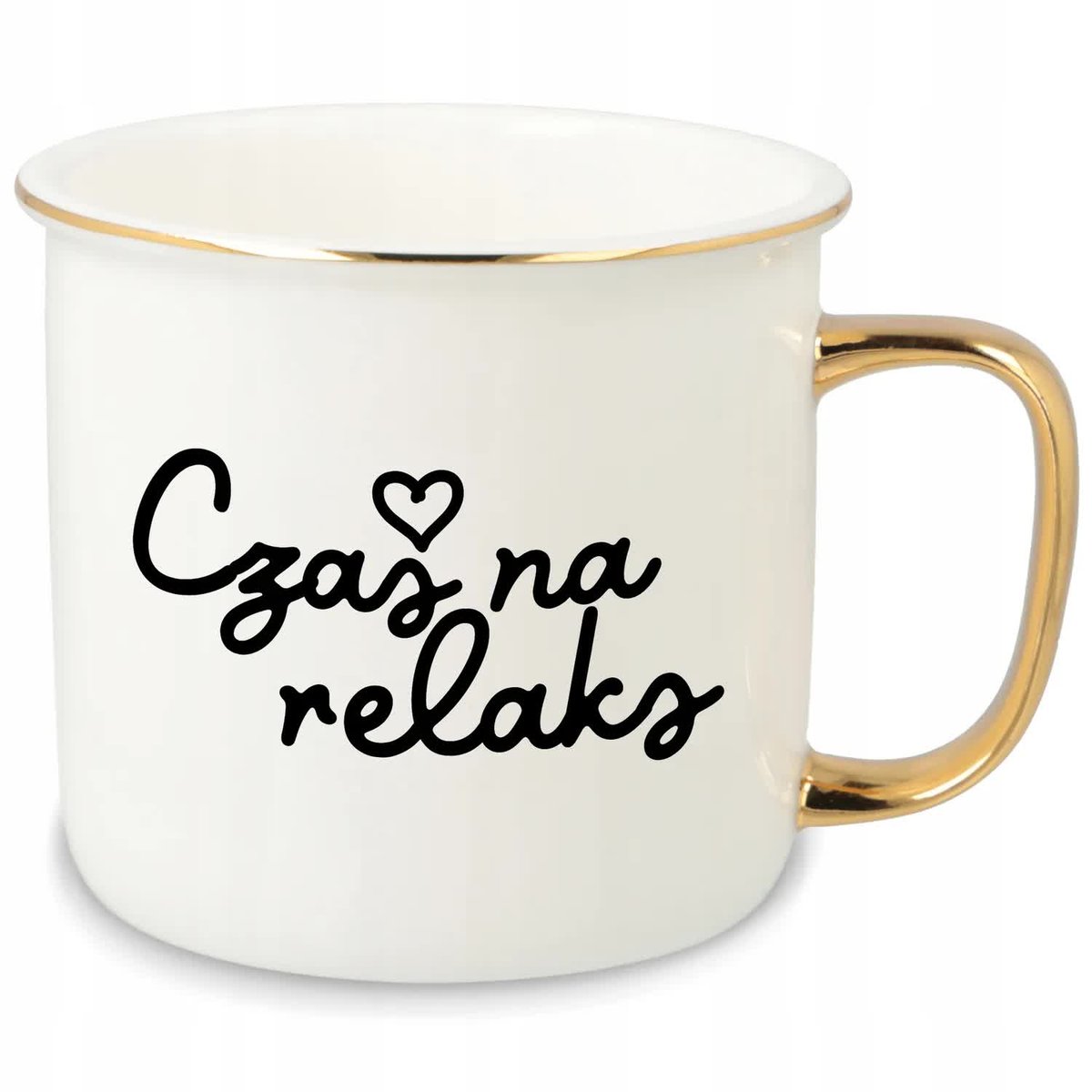 KUBEK UCHO RANT ZŁOTY PORCELANOWY RETRO 280ML PREZENT DLA CZAS NA RELAKS WZ