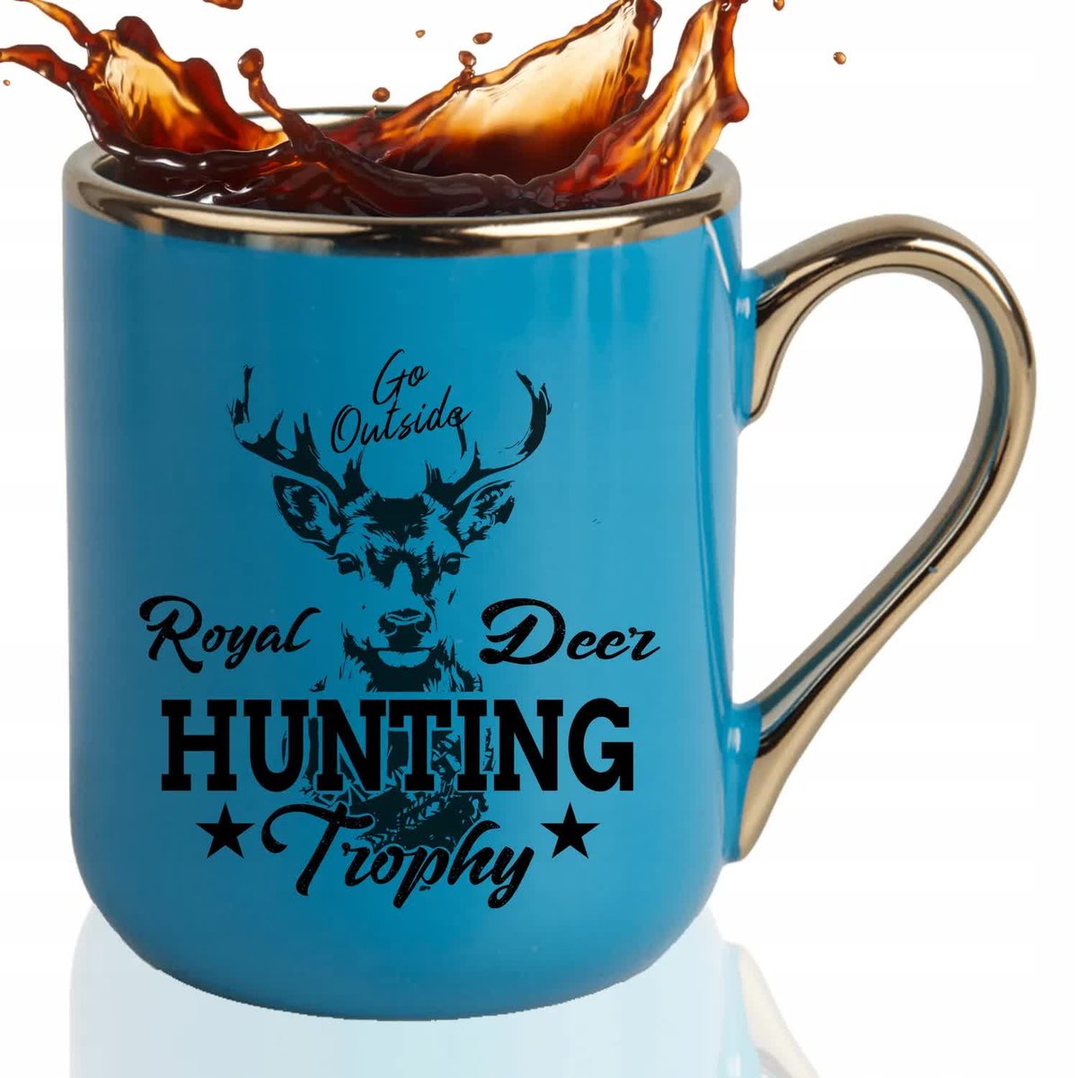 KUBEK ELEGANT Niebieski Na Prezent Dla Myśliwego HUNTING TROPHY Wzory