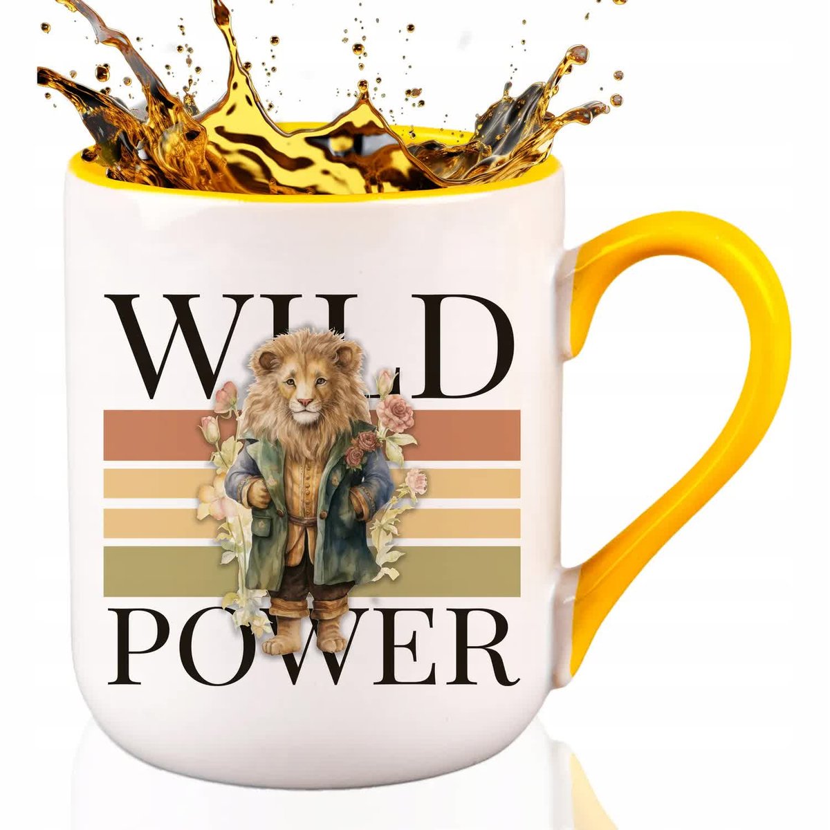 KUBEK ŻÓŁTY COMBO Prezent Urodziny Dla Miłośników Zwierząt WILD POWER Wzory