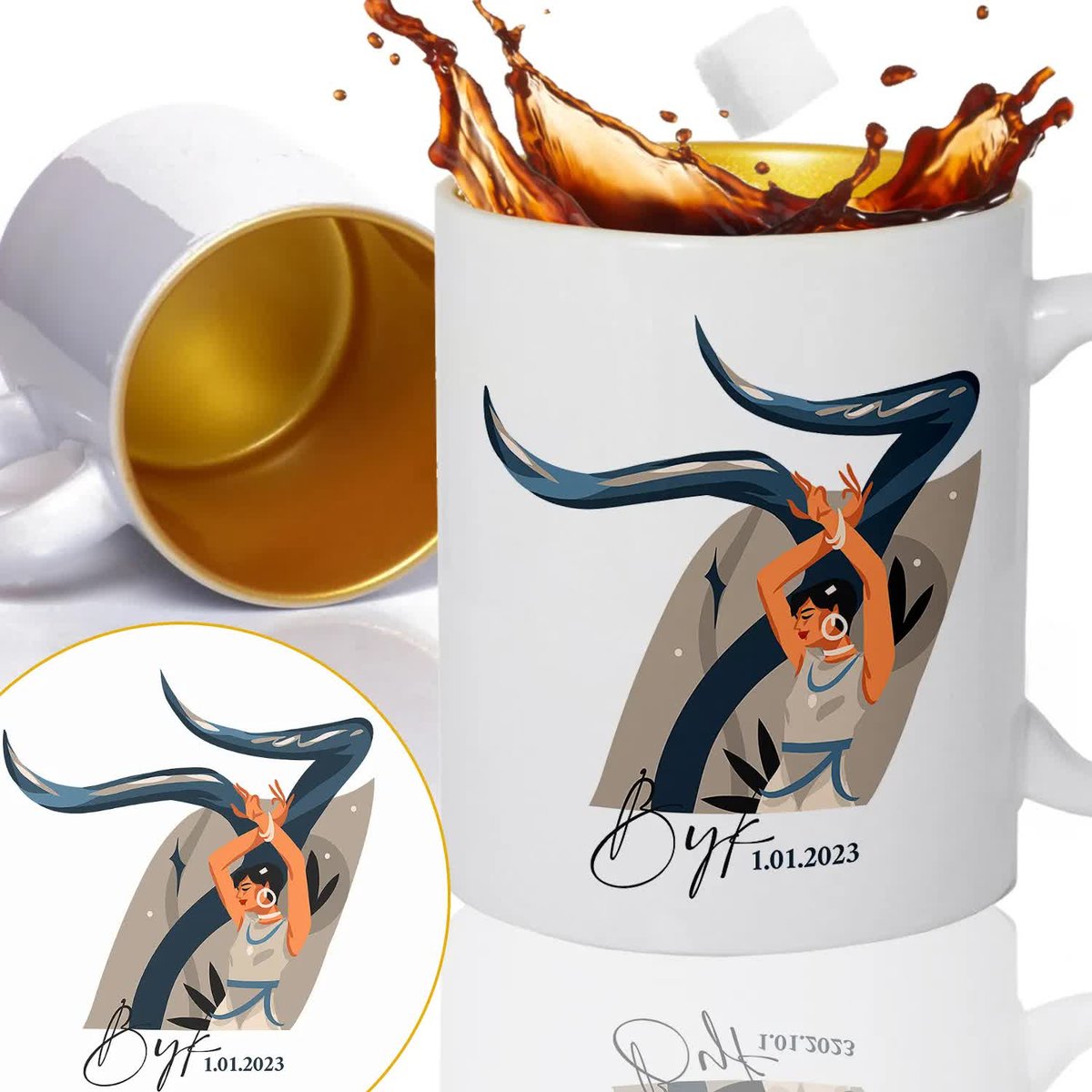 Kubek Złoty Na Prezent Dla Zodiakary BYK Wzory