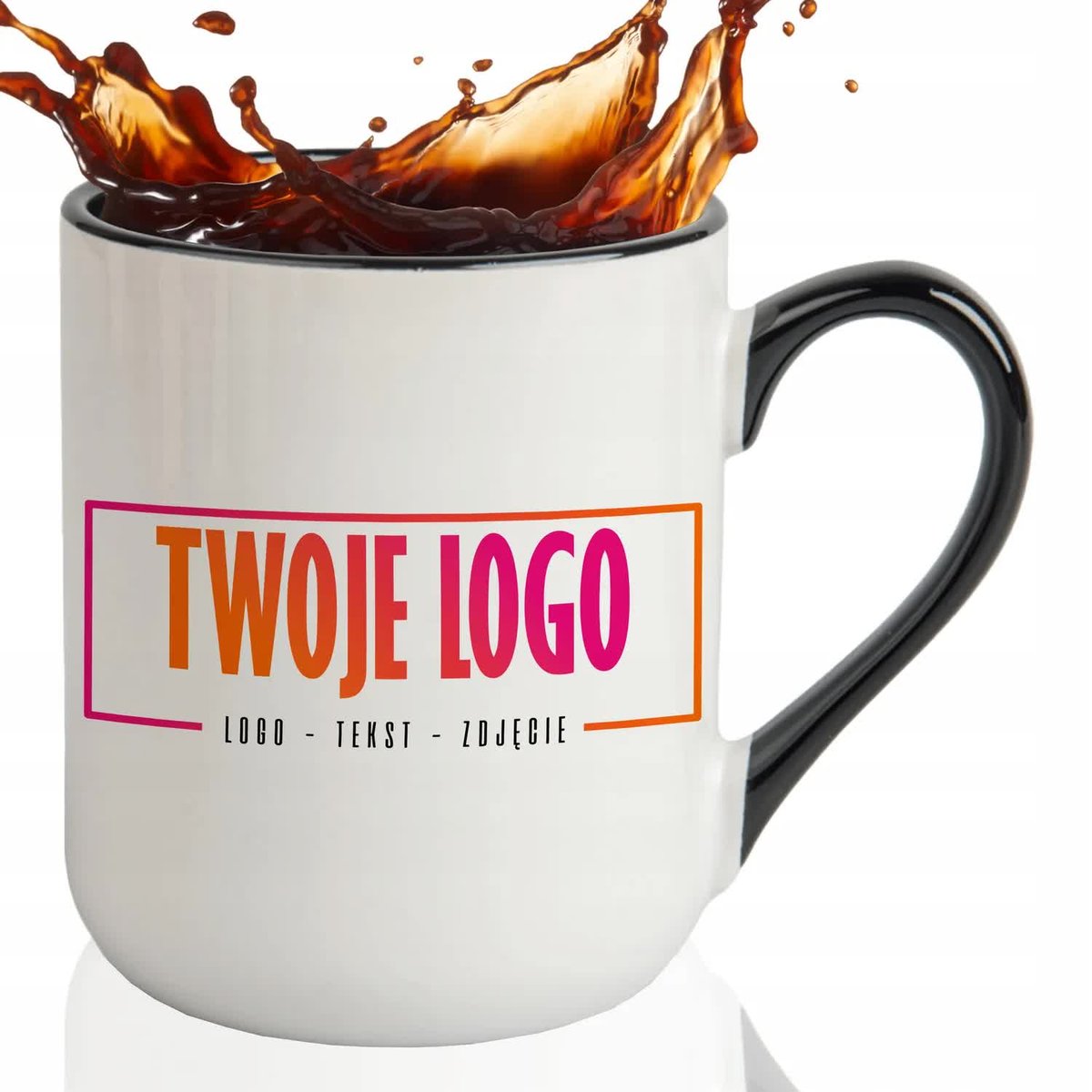 FOTO KUBEK Z Twoim Własnym Dowolonym Nadrukiem Zdjęciem Napisem Logo Czarny