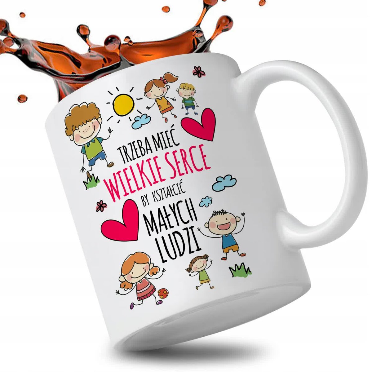 KUBEK PAMIĄTKA DZIEŃ NAUCZYCIELA PREZENT DLA NAUCZYCIELA WIELKIE SERCE