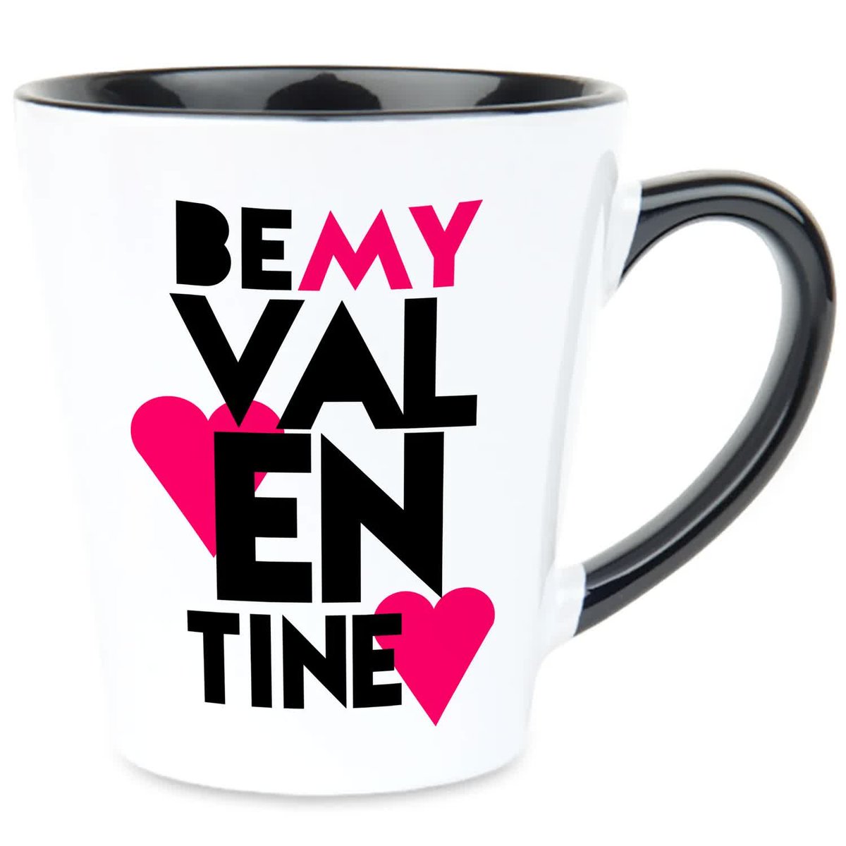 Kubek Latte Czarno Biały BE MY VALENTINE 350ml Na Prezent Zabawne Wzory
