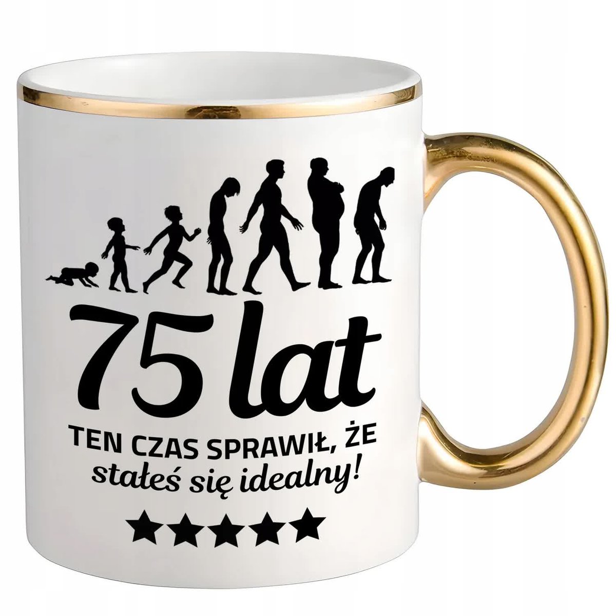 KUBEK ZŁOTY PREZENT NA 75 URODZINY TEN CZAS SPRAWIŁ ŻE JESTEŚ IDEALNY WZ