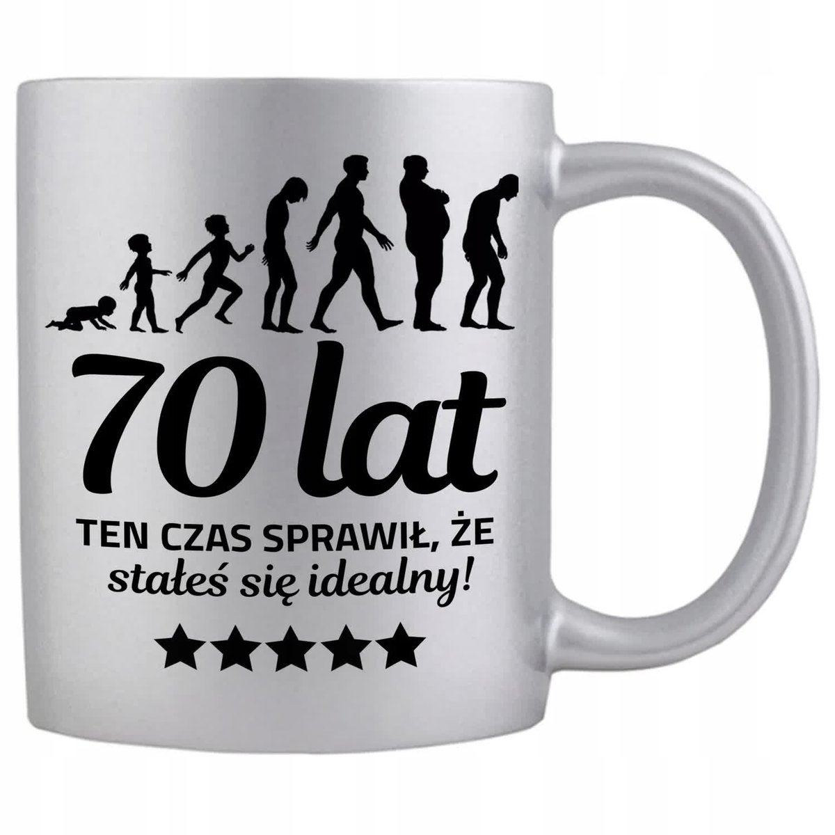 KUBEK SREBRNY PREZENT NA 70 URODZINY TEN CZAS SPRAWIŁ ŻE JESTEŚ IDEALNY WZ