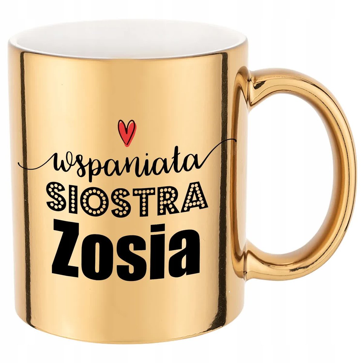 KUBEK ZŁOTY Prezent dla WSPANIAŁEJ Siostry IMIĘ WZ